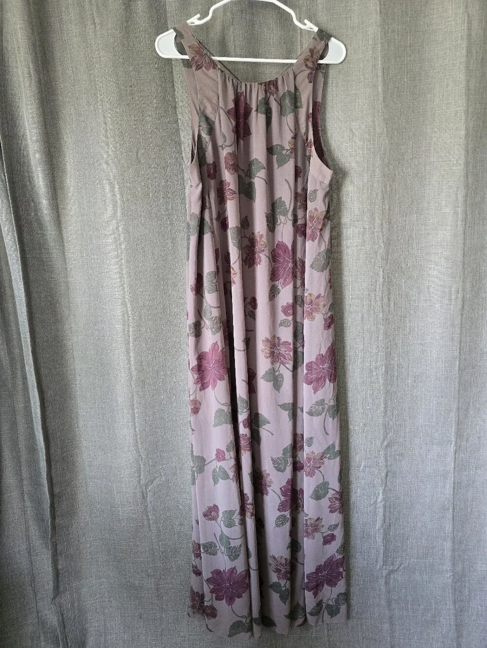 Free People Purple Floral Maxi Dress Sleeveless Open Back Size L
